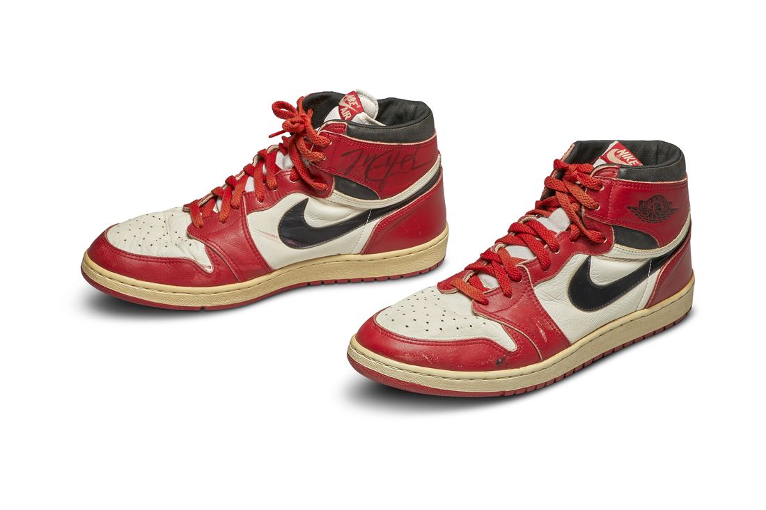 A game-worn pair of Air Jordan 1 sneakers