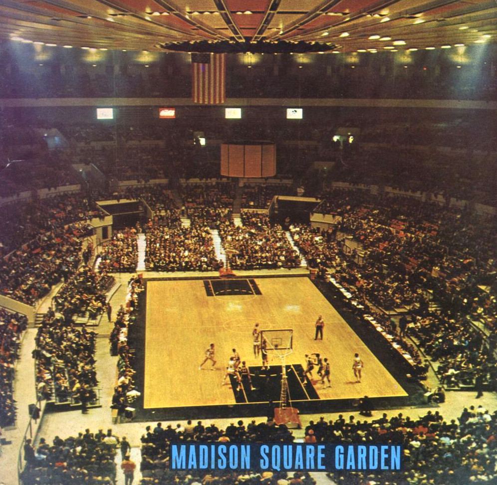 The basketball court inside Madison Square Garden around 1968